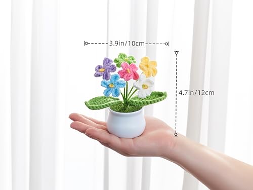 NUKAYAI Crochet Flowers Handmade Knitted Potted Flower for Mom, Crochet Gifts for Daughter Friends Women Party Favors Teac...