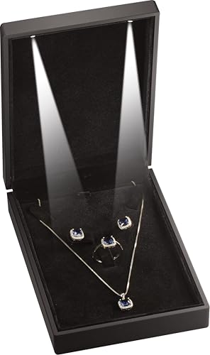 LAODA Led Black Necklace Earrings Ring Gift Box for Engagement, Wedding…Luxury LED Chain Pendant Earrings Ring Jewelry Gif...