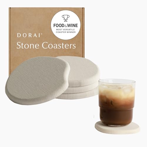 Dorai Home Stone Coasters Set - Diatomaceous Earth Water-Absorbing Drink Coaster for Coffee Table, Kitchen or Bar, Modern ...