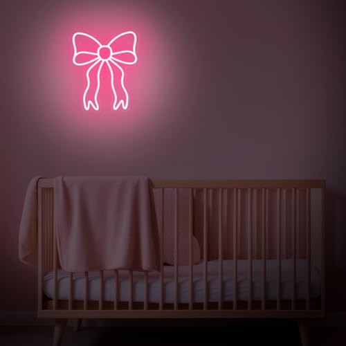 Retisee Pink Bow LED Neon Sign Bedroom Women Room Neon Light Sign Coquette Aesthetic Home Wall Preppy Dorm Beauty Room Sal...