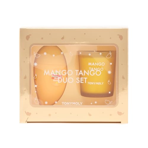 TONYMOLY Mango Tango Duo Gift Set – Nourishing Mango Hand Butter with Shea Butter & Oils + Mango Scented Candle, Hydrating...