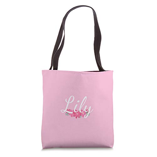 Custom Lily Gift Personalized Name Flowers Floral Pink Tote Bag