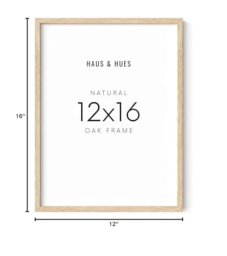 HAUS AND HUES Beige Oak Wood 12x16 Picture Frame - Modern Wood Wall Art Display - Lightweight 12x16 Frame for Art Prints, ...