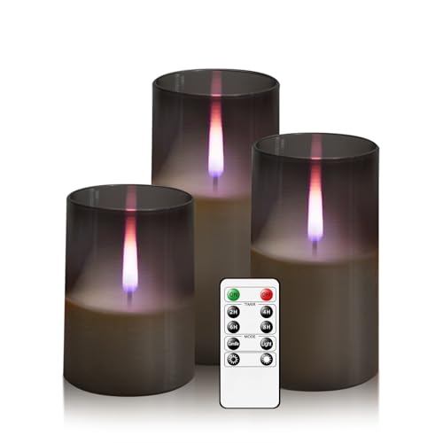 kakoya Flameless Candles Upgraded Realistic Flickering Flame,Battery Operated LED Candles with Remote Timers,Acrylic Elect...