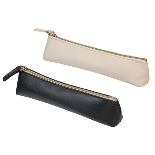 KRISMYA 2 Pack Mini Leather Pencil Case Portable Slim Cosmetic Pouch Set Make Up Bag Small Purse Cosmetic Organizer for Wo...
