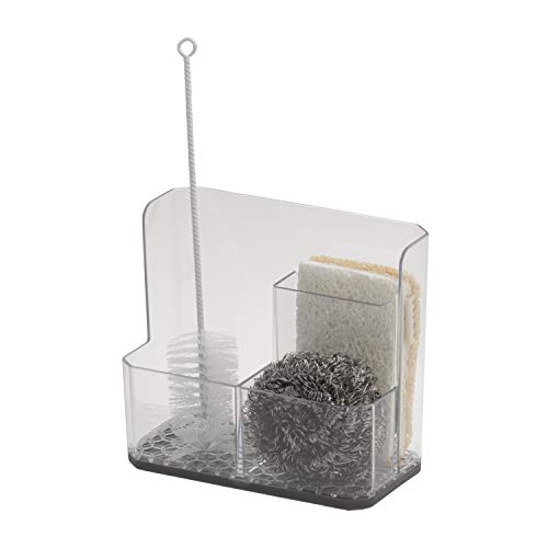 Spectrum Sponge and Brush Holder for Kitchen Sink Storage, Hexa Quick-Dry Organizer with 3 Compartments, Removable Base Si...