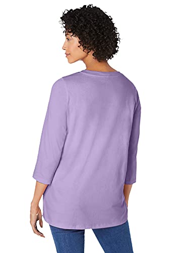 Woman Within Plus Size Perfect Three-Quarter Sleeve V-Neck Tunic