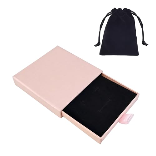 Quacc Small Jewelry Gift Box and Velvet Bag, Necklace Bracelet Earring Cardboard Organizer Square Jewellery Gift Box Pende...