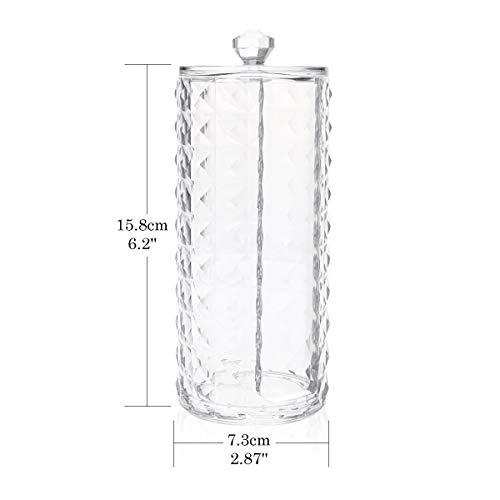 Luxspire Acrylic Makeup Cotton Round Holder, Clear Diamond Pattern Cotton Pads Organizer Container Display Stand Cosmetic ...