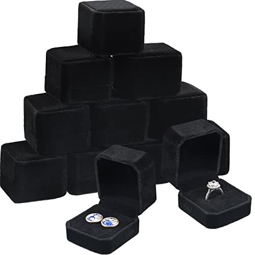 Junkin 24 Pieces Velvet Ring Boxes Bulk Earring Jewelry Display Box Ring Case for Wedding Engagement Birthday Proposal and...