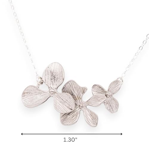 HotMixCold Elegant Dainty Trio Orchid Flower Necklace Available in Silver, Gold or Rose Gold