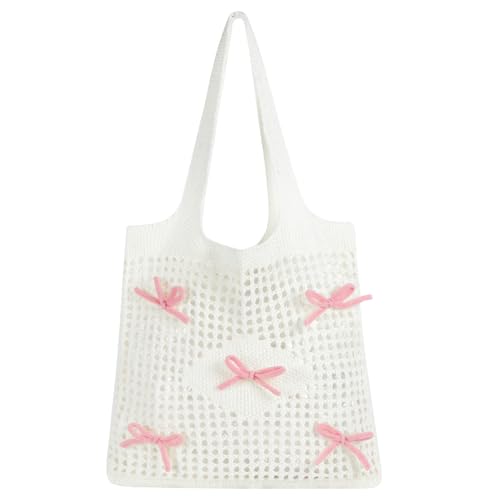 Topdear Crochet Tote Bag, Aesthetic Mesh Crochet Beach Bag, Hippie Knitted Tote Bag for Women