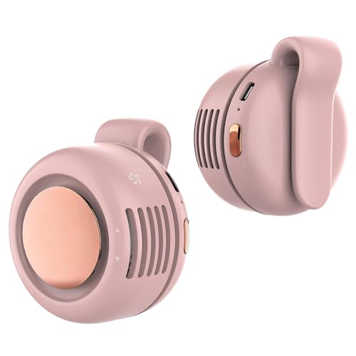 SULVGO Clip On Mini Bladeless Fan - Portable 3-Speed Personal Fan with USB-C, for Waist, Bag & Neck (Pink)