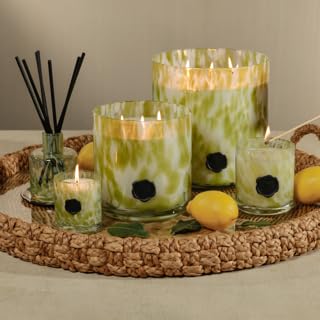Zodax Apothecary Guild Scented Opal Glass Jar Candle- 50 oz/3-Wick - Sicilian Lemon Bergamot