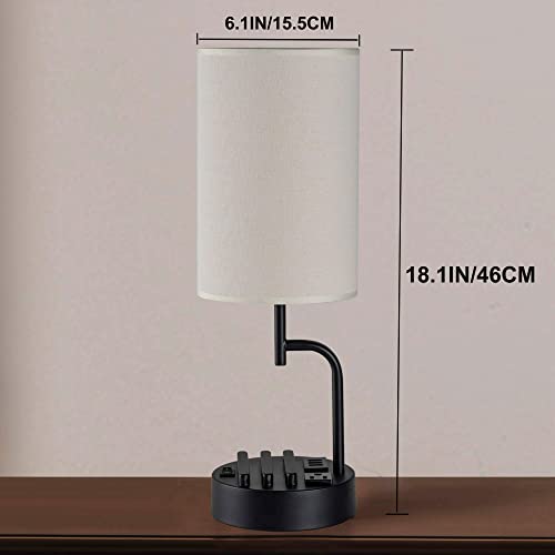 Dreamholder Table Lamp with 3 USB Charging Ports, Modern Desk Lamp with AC Outlet and Phone Stands, Perfect Bedside Lamp f...
