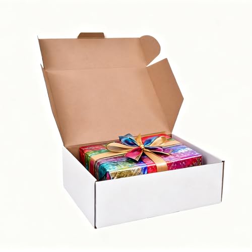 WINHPH 9x6x4 Inches Shipping Boxes Set of 15,White Corrugated Cardboard Box Literature Mailer for Small Business, Literatu...
