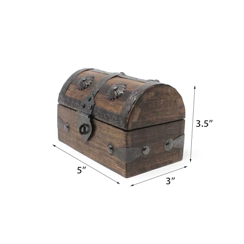 Nautical Cove Treasure Chest Keepsake and Decorative Wood Box (Small 5x3x3.25) - Storage Box, Wooden Box with Hinged Lid, ...