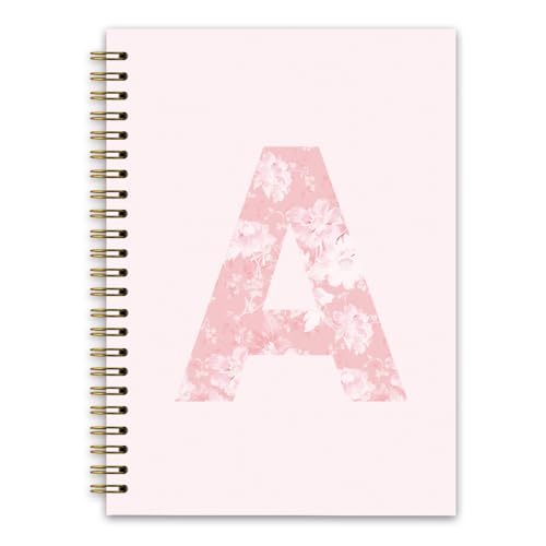 NaZaUK Pink Cute Personalized Notebook Journals for Women, Monogrammed Gifts for Women, Custom Initial Coquette Pink Flora...