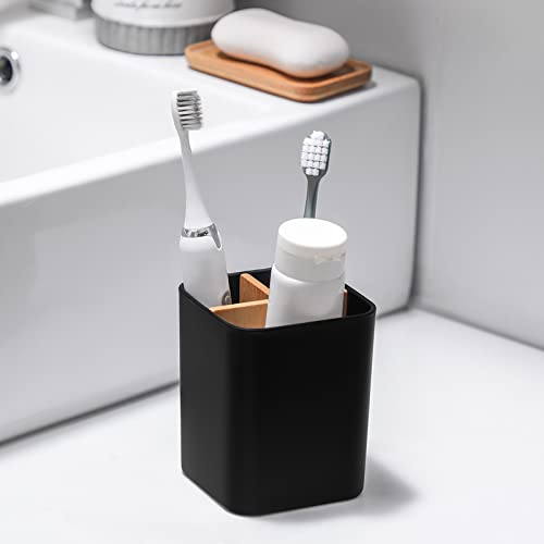 Bamboo Toothbrush Holder for Bathrooms, 3 Slots Toothbrush and Toothpaste Holder Bathroom Counter Organizer for Electric T...