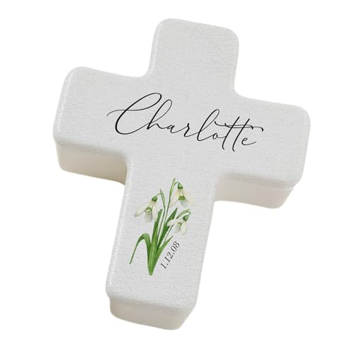 Personalization Universe Birth Month Flower Personalized Cross Box