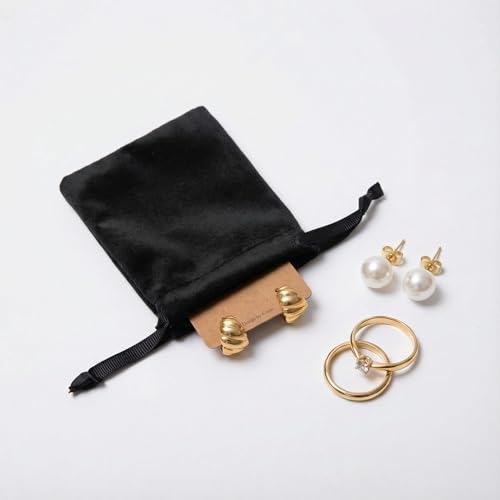 QIANF 12pcs Black Velvet Drawstring Bags 3x4 inches Small Velvet Cloth Gift Bags Jewelry Pouches for Storage Wedding Party...