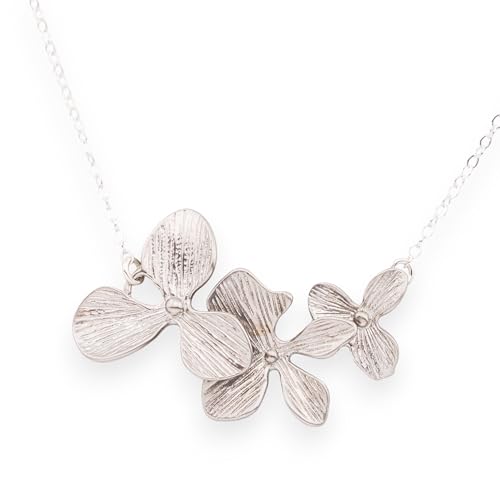 HotMixCold Elegant Dainty Trio Orchid Flower Necklace Available in Silver, Gold or Rose Gold