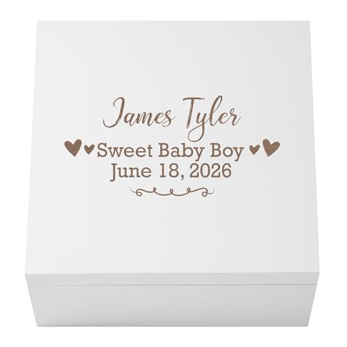 Let's Make Memories Personalized Keepsake Box for Newborn - Memento Storage - Memories Box - Baby Shower - Nursery Decor -...