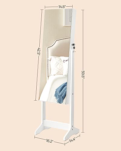 SONGMICS Jewelry Cabinet Armoire, Freestanding Lockable Storage Organizer Unit with 2 Plastic Cosmetic Storage, Full-Lengt...