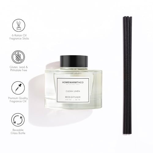 Clean Linen Reed Diffuser Set - Luxury Fragrance Reed Diffusers for Home. Office, Bathroom, Kitchen and Home Decor - Long-...