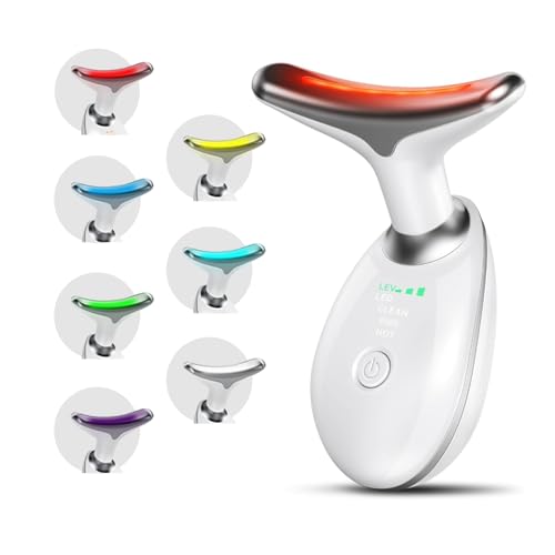 ayattecy Portable Neck and Face Massager, Multifunctional Facial Massage Tool, 7 Color Led Face Neck Massager for Skin Car...