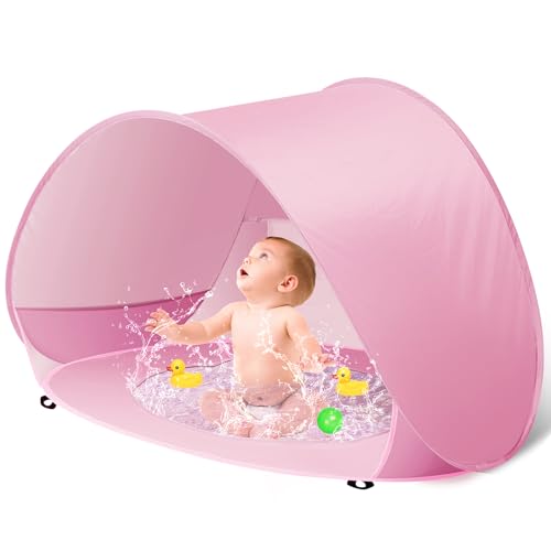 Baby Beach Tent with Pool, Pop Up Sun Shelter UPF 50+ UV Protection for Infant Toddlers, Portable Shade Tent with Carry Ba...