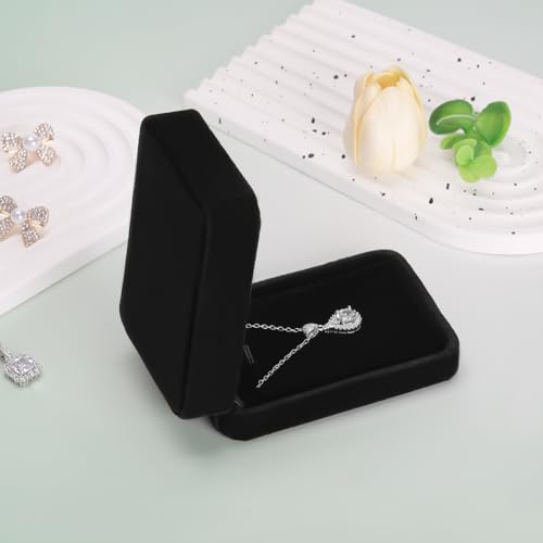 KUKUVR 6 Pieces Classic Velvet Necklace Pendant Box for Jewelry Gift, Small Jewellry Storage Display Case for Wedding Enga...