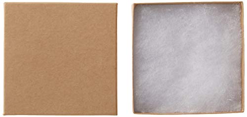 Beadaholique 16-Piece Kraft Square Cardboard Jewelry Boxes, 3.5 by 3.5 by 1-Inch, Brown