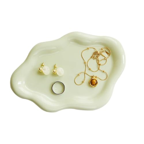 Gifts For Women Green Cloud Ceramic Jewelry Dish Tray, Vanity Ring Dish Ceramic Trinket Ring Holder, Room Decor Aesthetic,...