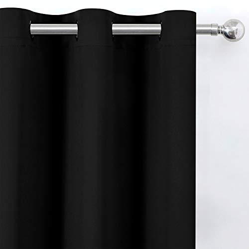 LEMOMO Blackout Curtains 52 x 84 inches Long Black Curtains Set of 2 Panels Thermal Insulated Room Darkening Curtains for ...