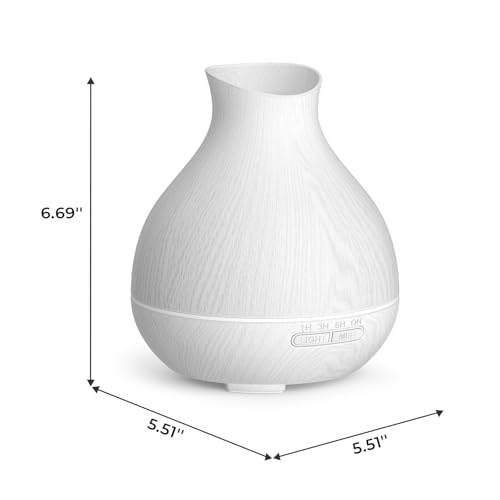 BZseed Aromatherapy Essential Oil Diffuser 550ml 12 Hours White Wood Grain Aroma Diffuser with Timer for Large Room, Home,...