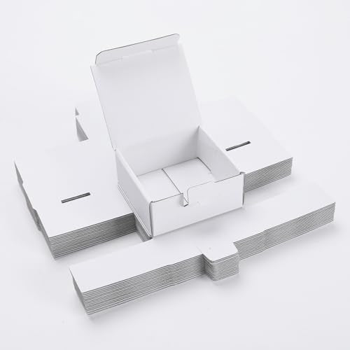 LineKap Small Shipping Boxes 3.5x3.3x1.6 Inches, 10-Pack White Corrugated Cardboard Gift Boxes for Mailing, Packaging & St...