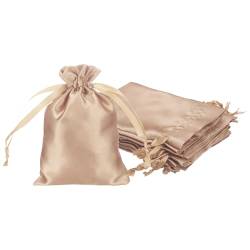 PATIKIL Satin Drawstring Favor Bags, (4" x 3", Champagne) (12Pcs), Satin Gift Bags Gift Pouches with Drawstrings, Suit for...