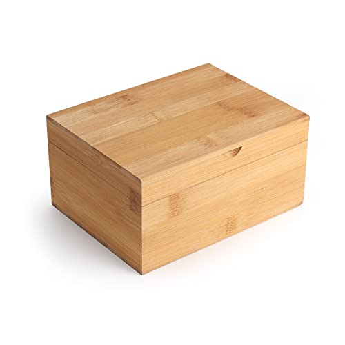 Woiworco Bamboo Box with Hinged Lid, 6.7 x 5.1 x 3.1 inch Natural Box for Crafts, Art & DIY Hobbies, Decorative & Home Sto...