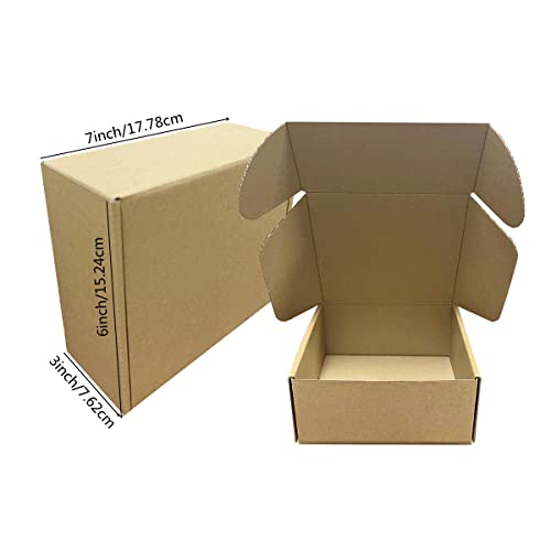 7x6x3 inch Shipping Boxes Pack of 25，Livejun Brown Corrugated Cardboard Box Mailer Boxes for Packaging Small Business Ship...