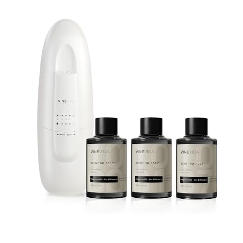 VINEVIDA Studio Waterless Diffuser and 3 Hotel Fragrance Oils - Essential Oil Diffuser for Home - Room Fragrance Air Diffu...