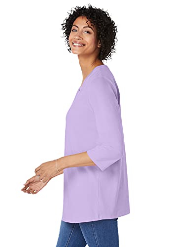 Woman Within Plus Size Perfect Three-Quarter Sleeve V-Neck Tunic