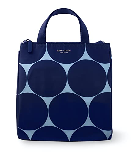 Kate Spade New York, Portable Soft Cooler Lunch Bag with Silver Insulated Interior Lining and Storage Pocket, Joy Dot