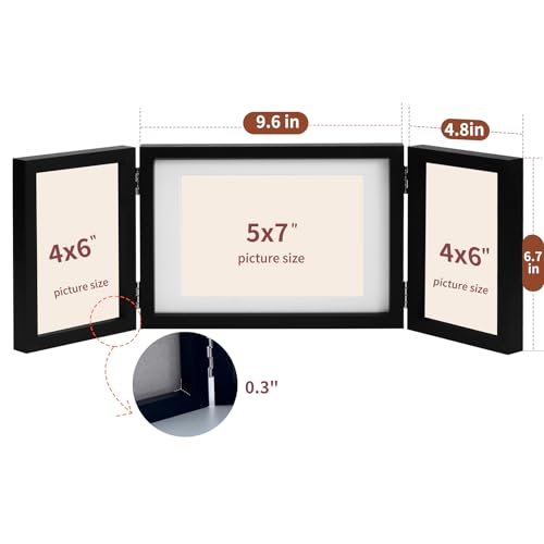 RIVERVALLA Black Picture Frame 4x6 3 Photo Frames Multiple Pictures Collage for 4x6 5x7 Picture Photo Display Desktop Deco...