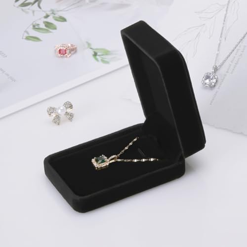 KUKUVR 6 Pieces Classic Velvet Necklace Pendant Box for Jewelry Gift, Small Jewellry Storage Display Case for Wedding Enga...