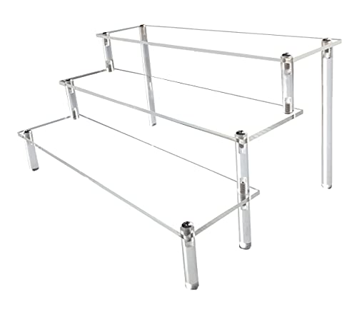 AZEAM Acrylic Riser,Clear Display Risers Stand Perfume Organizer Cologne Acrylic Shelves 3 Tiered Cupcake Shelf for Amiibo...