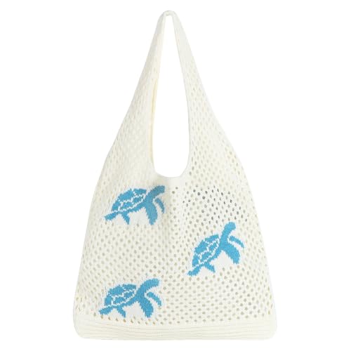 Topdear Crochet Tote Bag for Women, Aesthetic Crochet Mesh Beach Tote Bag, Summer Vacation Knitted Bag for Women Shoulder