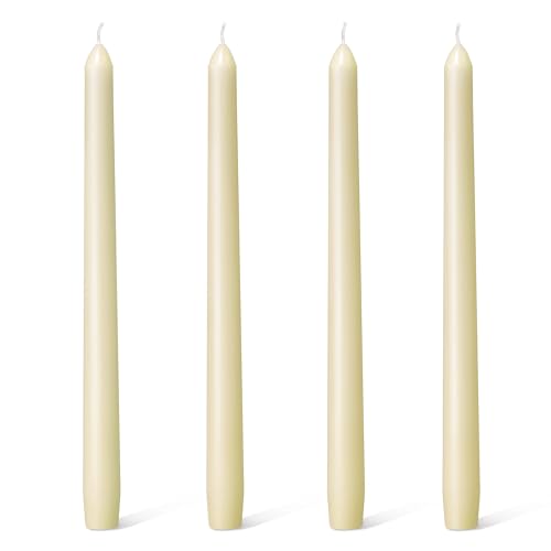 Everymoment Ivory Taper Candles - 4 Pack 10 Inch Candlesticks - Dripless & Smokeless Tapered Candle 8 Hours Unscented Crea...
