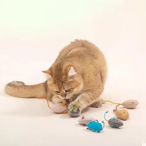 YIKANGHENG Interactive Cat Rat, 10 Pcs Colourful 4 Inch Plush Rat for Interactiving Cat and Pet (Small)