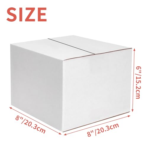 Wtrgas 25 Packs Small Shipping Boxes 8x8x6 Inches, White Corrugated Cardboard Box for Shipping, Packing, Business, DIY